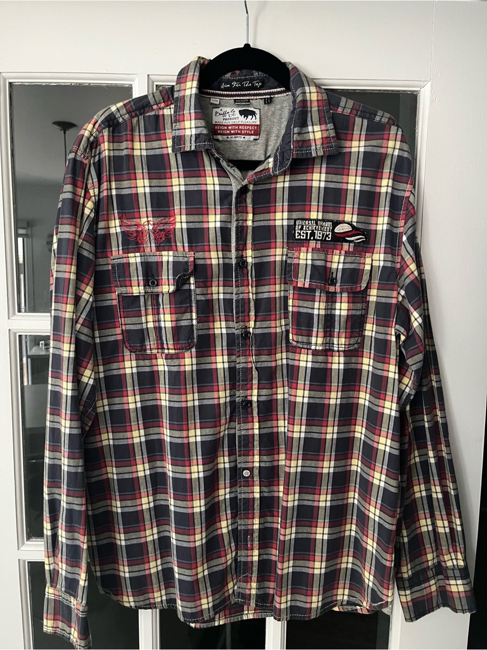Buffalo David Bitton Plaid Button-Down Shirt - Red, Navy & Cream